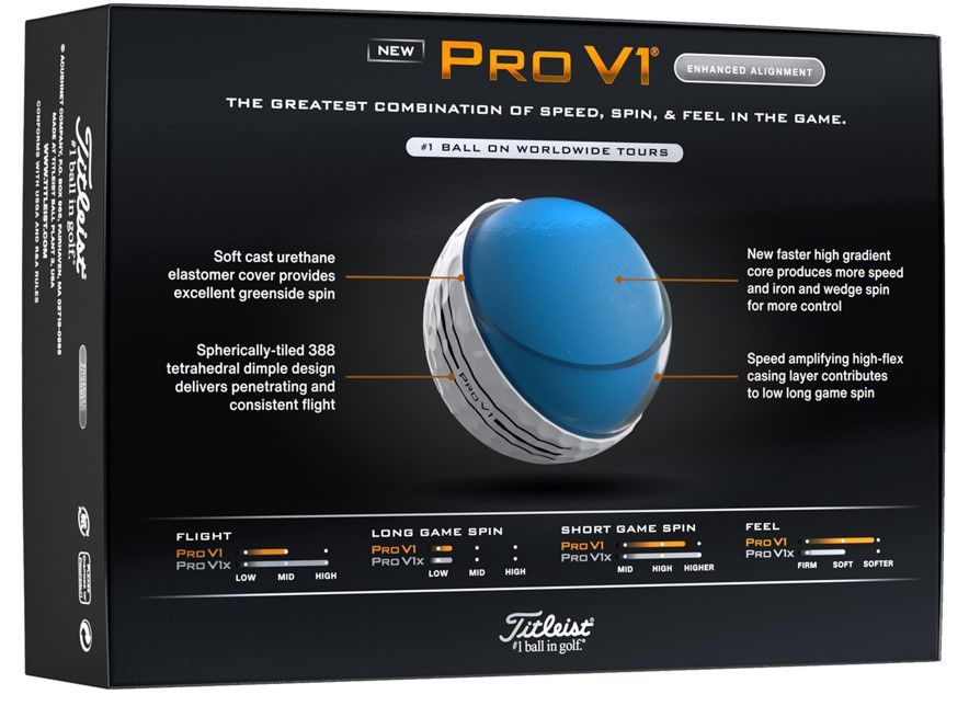 Titleist Pro V1 Enhanced Alignment weiss (2025)